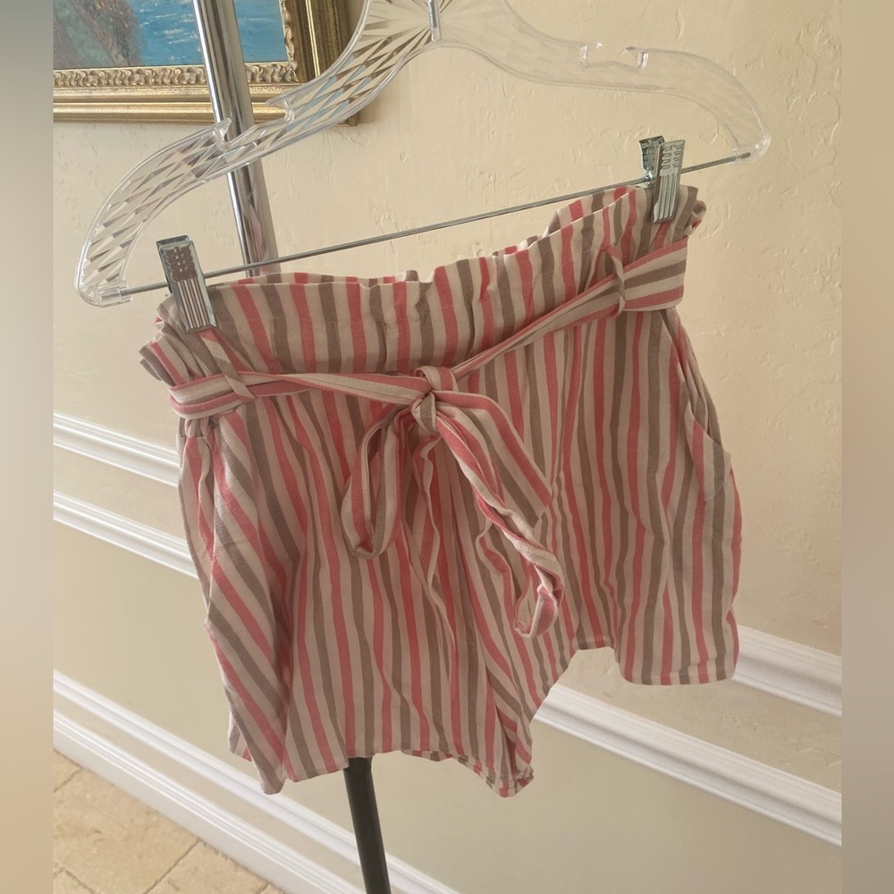 Mi Ami stripe paper bag shorts